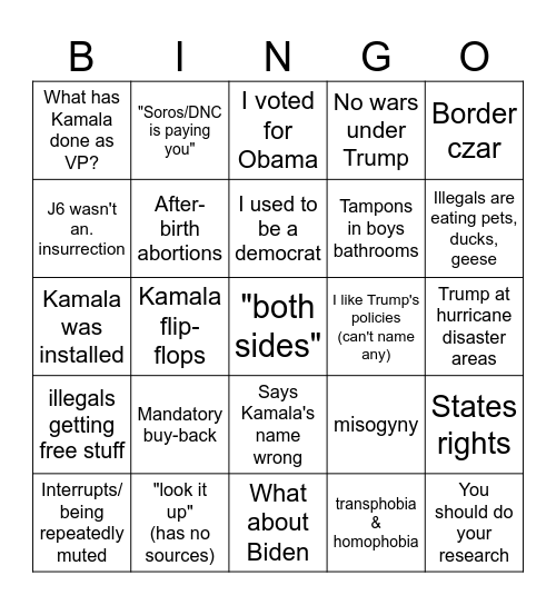 MAGA TALKING POINTS Bingo Card