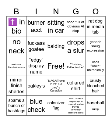 “RIP your mentions” bingo Card