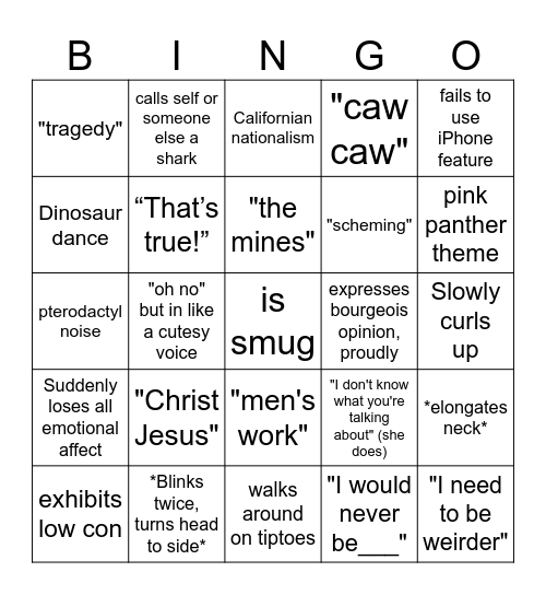 Amy Bingo Card