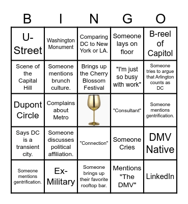 DC Love is Blind Bingo Card