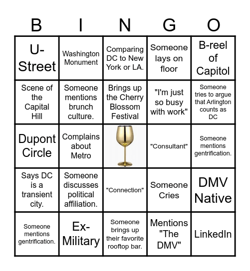 DC Love is Blind Bingo Card