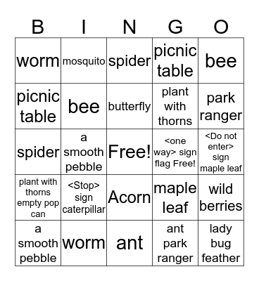 H2O camping scavenger hunt BINGO Card