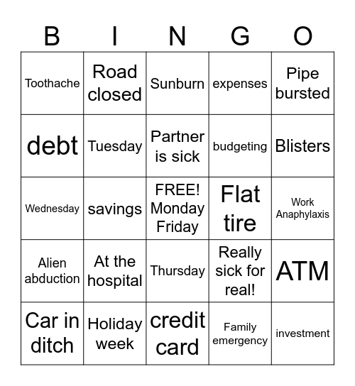 Callout Bingo Card