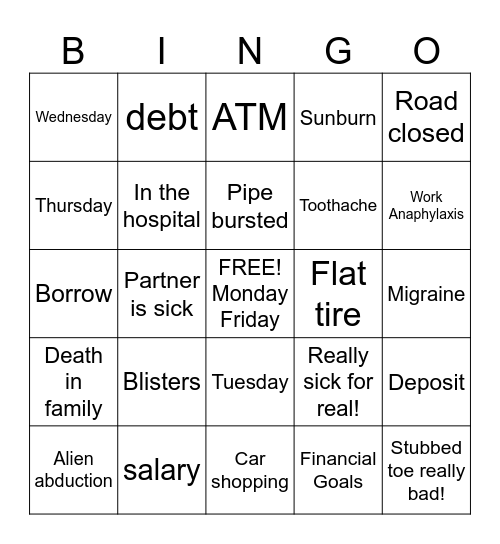 Callout Bingo Card