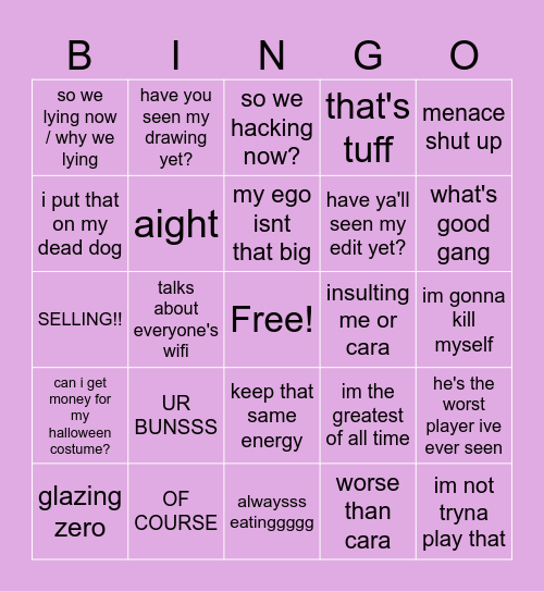 diddy's bingo card Bingo Card