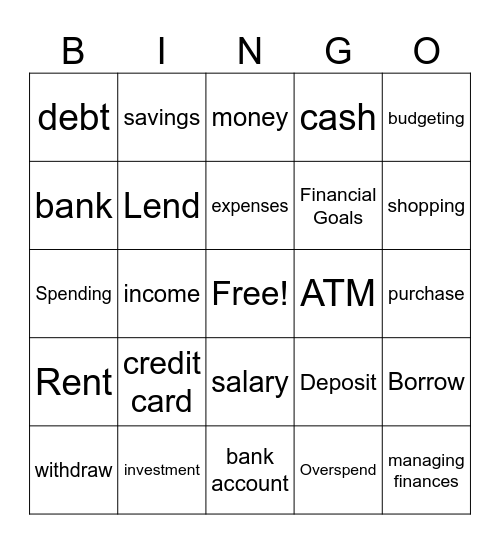 MONEY MATTERS Bingo Card