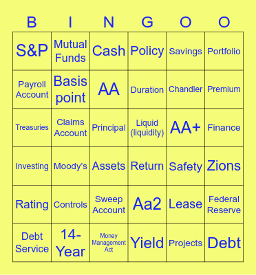Treasury School Bingo Card