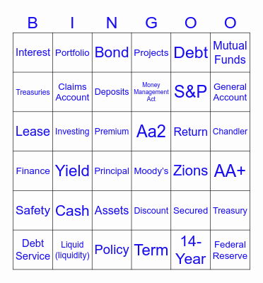 Treasury School Bingo Card