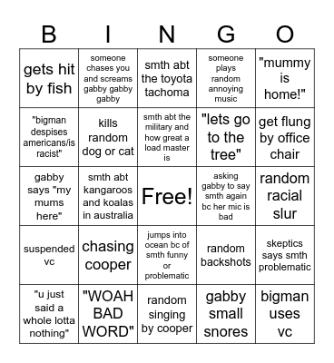 Therapy Bingo Card