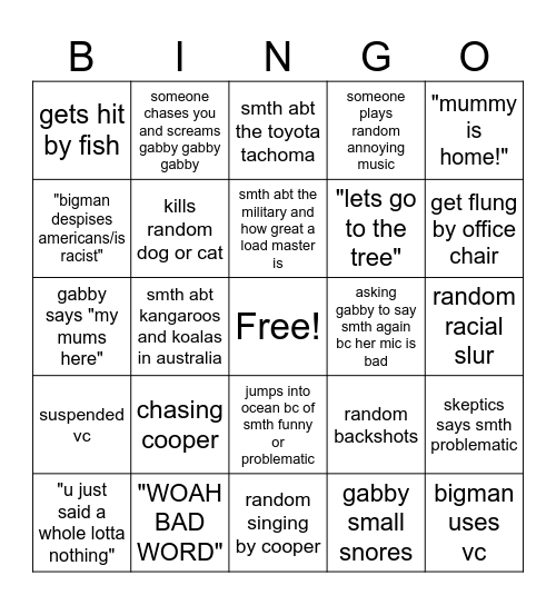 Therapy Bingo Card