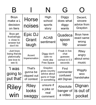 Hivemind bingo Card