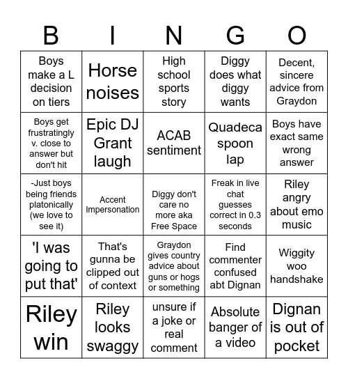 Hivemind bingo Card