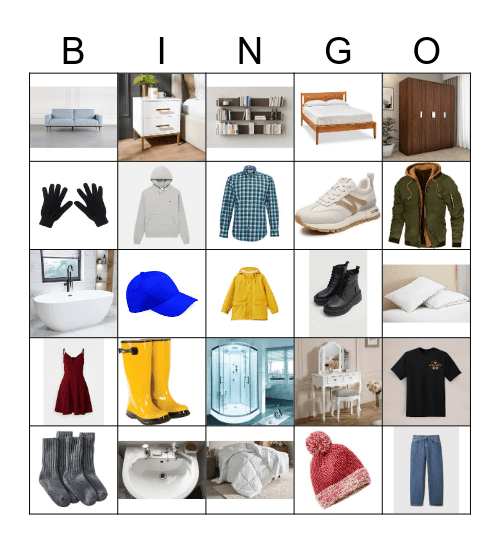 Furniture and clothes Bingo Card