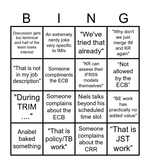 IM Bingo Card