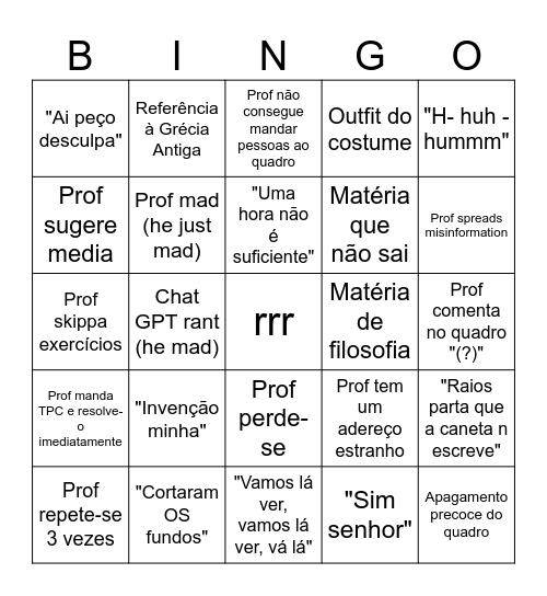 Cálculos Pb Bingo Card