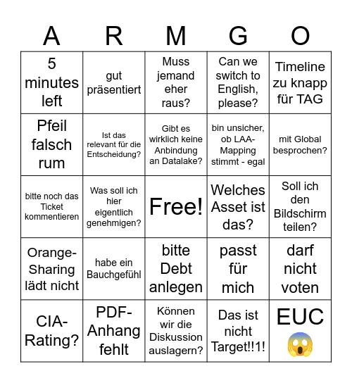 ARM Bingo Card