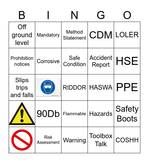 Health and Safety Bingo Card