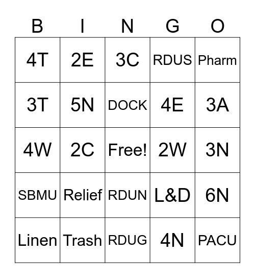 EVS Week Bingo Card