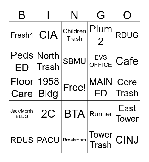 EVS WEEK Bingo Card