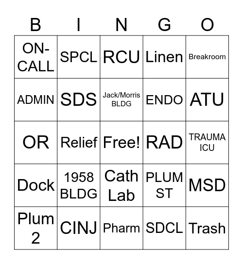 EVS Week Bingo Card