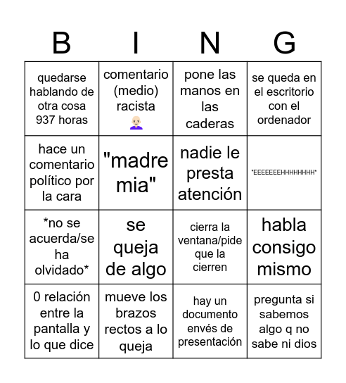 profesor de historia Bingo Card