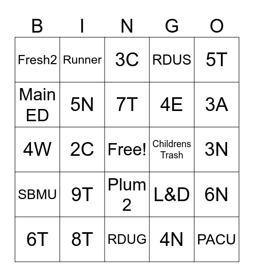 EVS Week Bingo Card