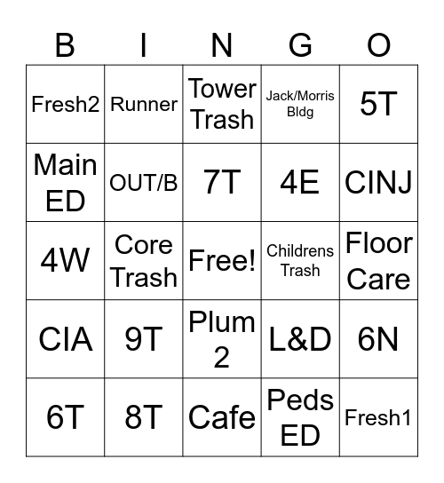 EVS Week Bingo Card