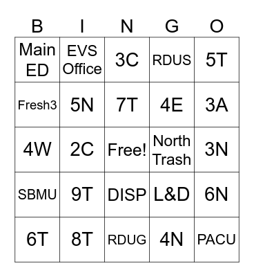 EVS Week Bingo Card