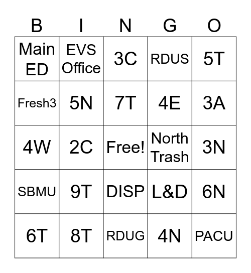 EVS Week Bingo Card