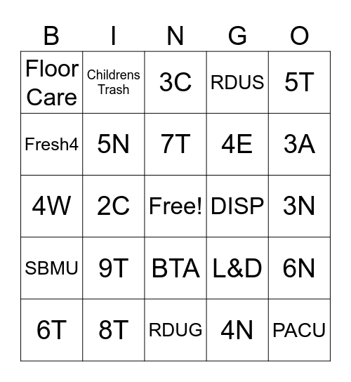 EVS Week Bingo Card