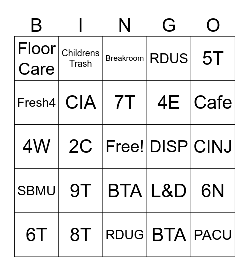 EVS Week Bingo Card