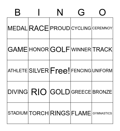 OLYMPIC BINGO Card