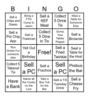Server Bingo Card