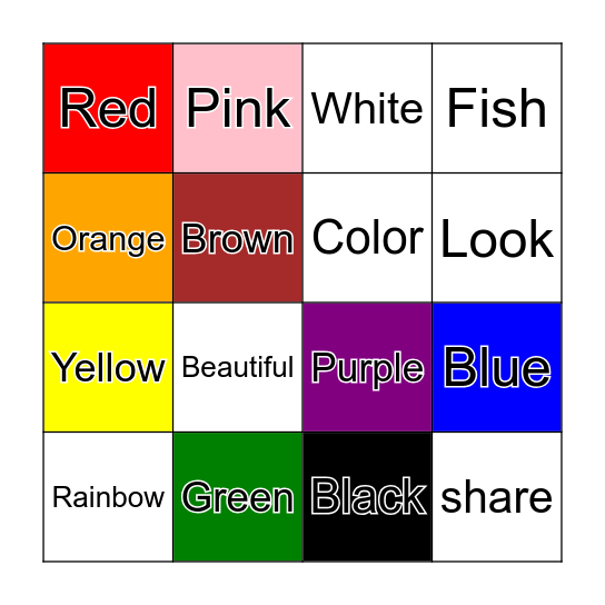 Color Bingo Card