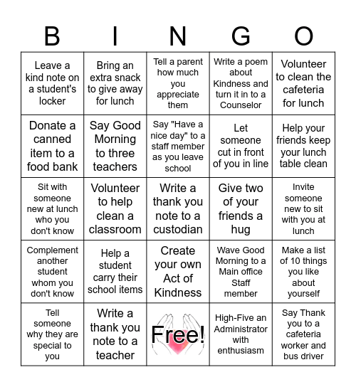 "Kindness is Key"  Choose to be Kind Bingo Card