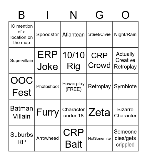 UB2 Bingo Card