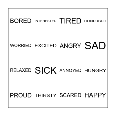 FEELINGS Bingo Card