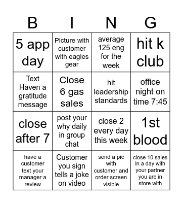 Verizon Bingo Card