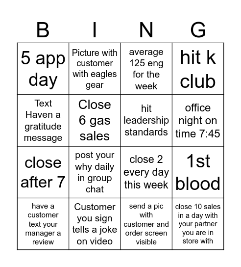 Verizon Bingo Card