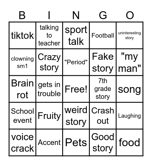 Yapping Bingo Card