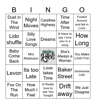 Mello Rock Bingo Card