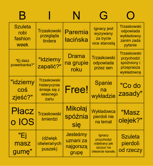 Grupa 7 Bingo Card