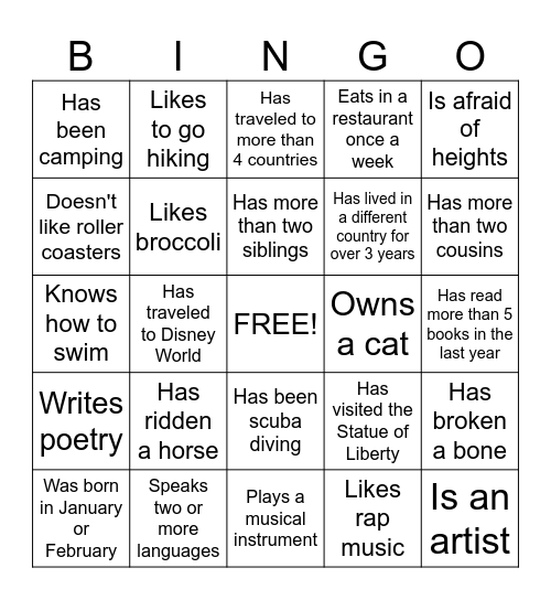 Welcome to Summer ESL!  Find someone who... Bingo Card