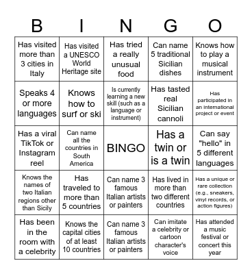 FIND SOMEONE WHO... Bingo Card