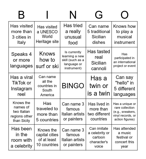 FIND SOMEONE WHO... Bingo Card