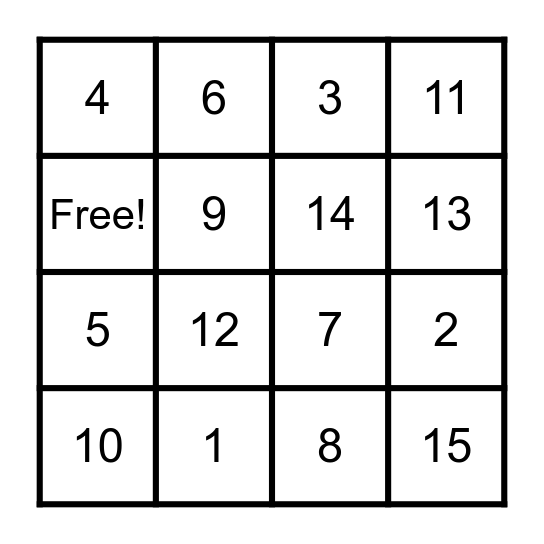 Conference Connect Four Bingo Card
