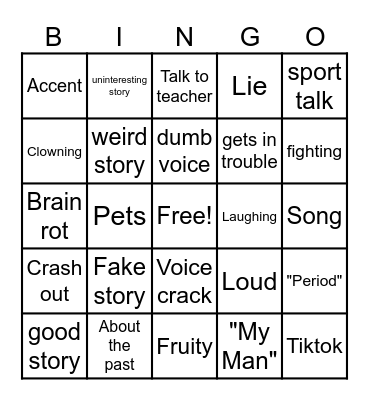 yapping Bingo 2 Bingo Card