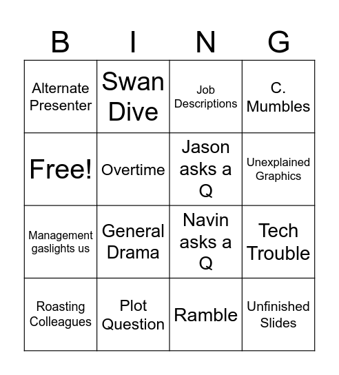 AH Bingo Card