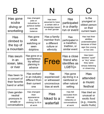 DE&I Bingo Card