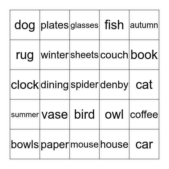 Guest Bingo Card